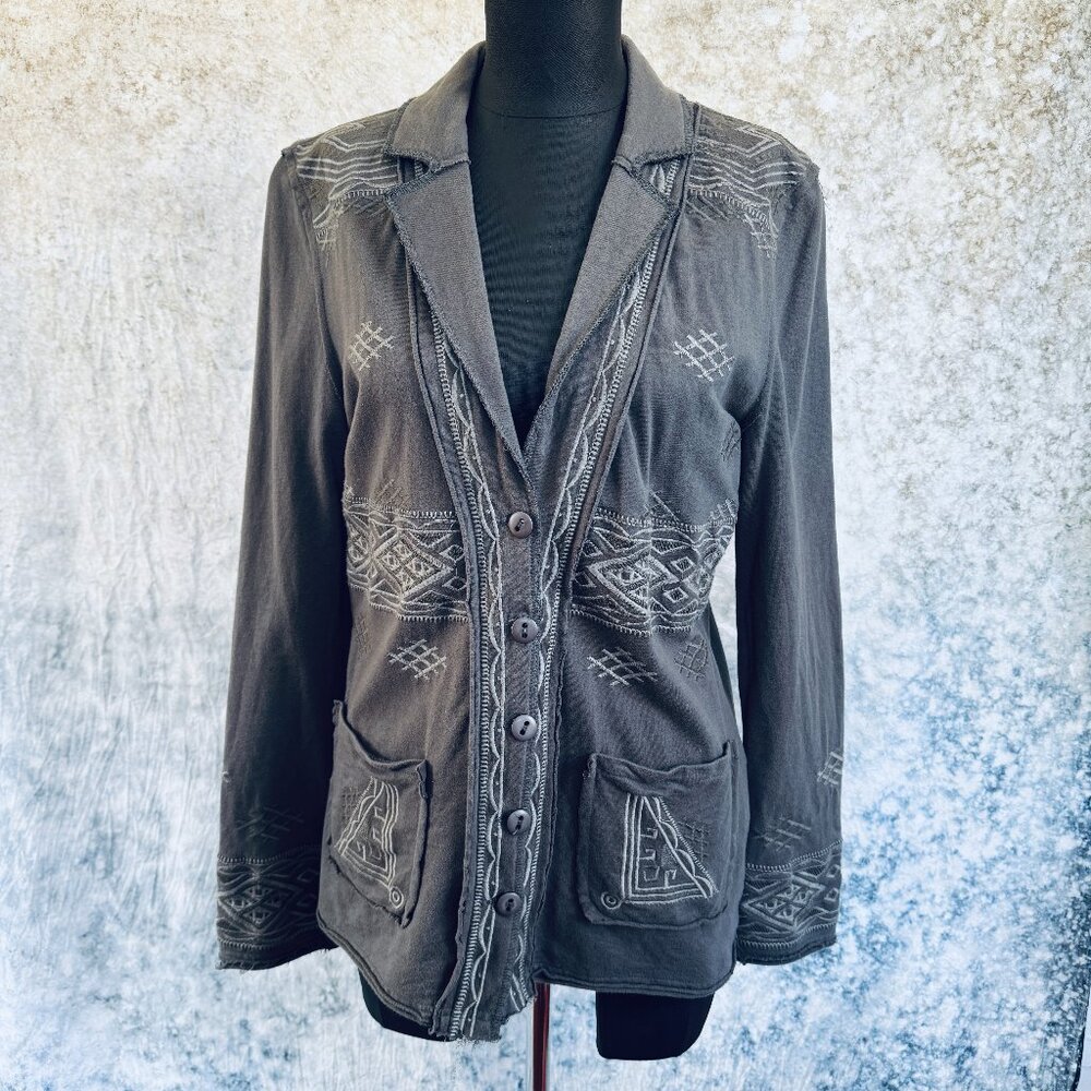 Monoreno Grey Embroidered Southwestern Jacket L